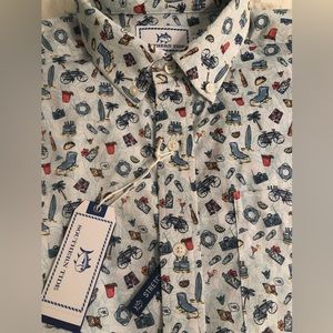 New Mens Southern Tide Go With The Float SS Sport Shirt Stretch Beach Fishing